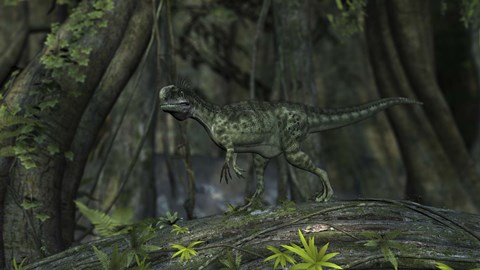 Framed Monolophosaurus in Woodlands Print