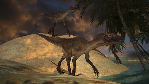 Framed Pair of Utahraptors Print