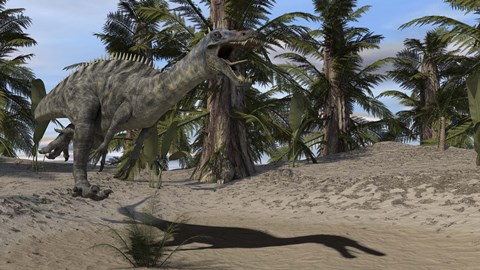 Framed Suchomimus Hunting Print