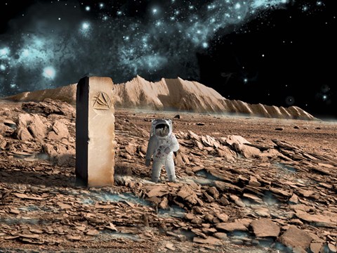 Framed Astronaut on an Alien World Print