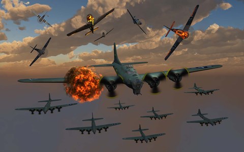 Framed Aerial Combat during WW11 Print