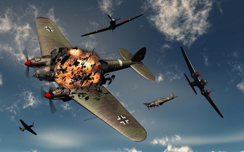 Framed British Hawker Hurricane Aircraft Attack Print