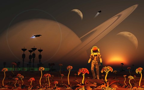 Framed Moon of a Distant Alien World Print