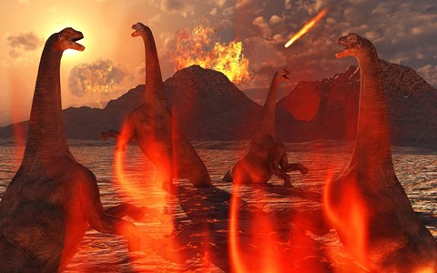 Framed Herd of Dinosaurs Print