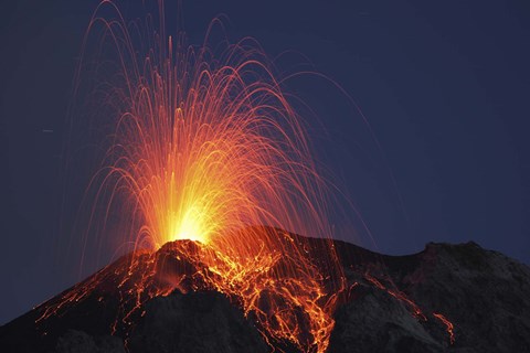 Framed Stromboli Eruption, Aeolian Islands Print