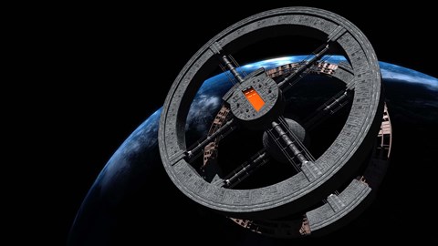 Framed Space Station 5 in Earth Orbit Print