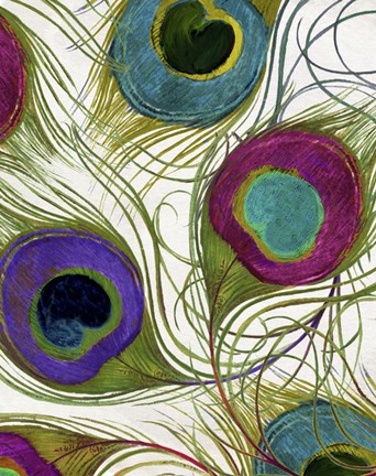 Framed Peacock Feathers I Print