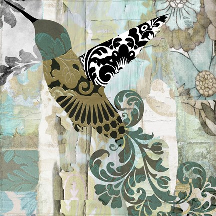 Framed Hummingbird Batik II Print