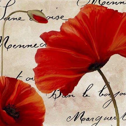 Framed Coquelicots Rouge II Print