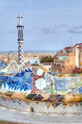 Framed Spain, Catalonia, Barcelona, Park Guell Terrace Print