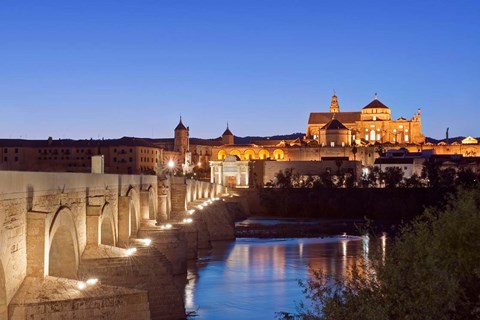 Framed Roman Bridge, Catedral Mosque of Cordoba, Cordoba, Andalucia, Spain Print