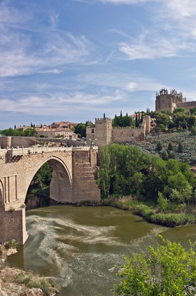 Framed St Martin&#39;s Bridge, Tagus River, Toledo, Spain Print