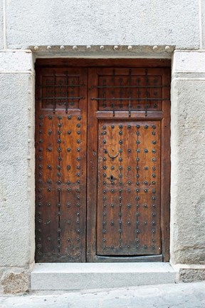 Framed Traditional Door, Toledo, Spain Print