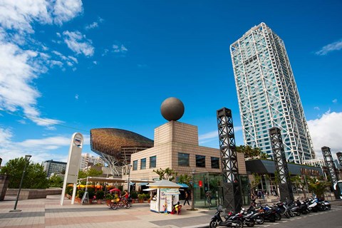 Framed Hotel Arts, Olympic Harbor, Barcelona, Spain Print