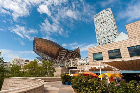 Framed Hotel Arts, Olympic Harbor, Barcelona, Spain Print