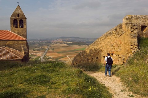 Framed Backpacking at Iglesia Parroquial de Santa Maria la Mayor Church, La Rioja, Spain Print