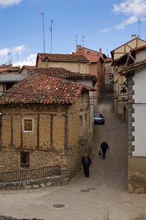 Framed Narrow street, Anguiano, La Rioja, Spain Print