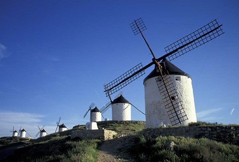 Framed Windmills, Consuegra, La Mancha, Spain Print