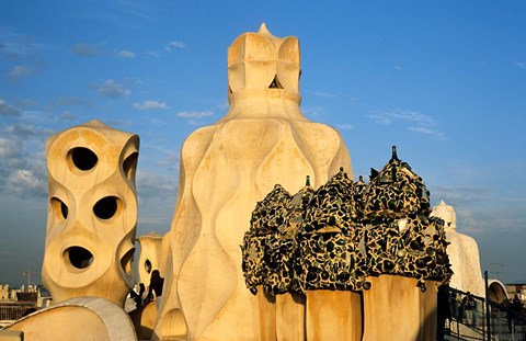 Framed Antonio Gaudi&#39;s La Pedrera, Casa Mila, Barcelona, Spain Print