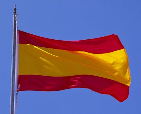 Framed Spanish Flag, Barcelona, Spain Print