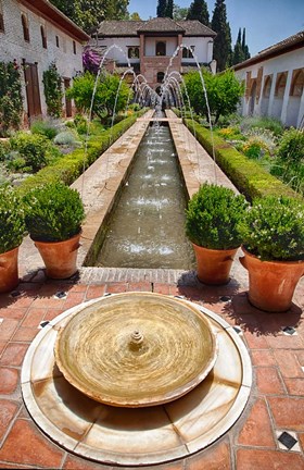 Framed Spain, Granada Patio de la Acequia at Generalife Print