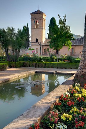 Framed Generalife Gardens in the Alhambra grounds, Granada, Spain Print