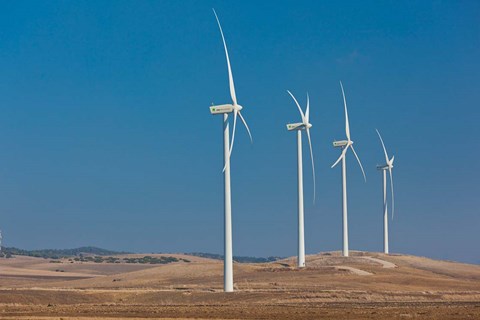 Framed Spain, Vejer de la Frontera area, Modern Windmills Print