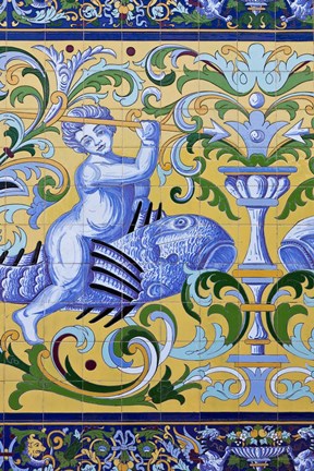 Framed Fabrica de Hielo Tile, Sanlucar de Barrameda, Spain Print