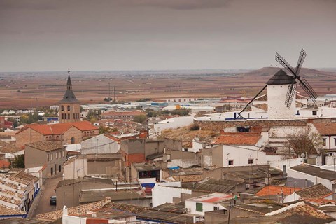 Framed Spain, La Mancha Area, Campo de Criptana Windmills Print