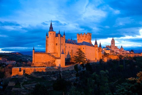 Framed Spain, Segovia Alcazar Castle at Sunset Print