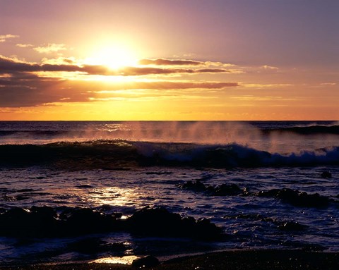 Framed Coastline at Sunset, Lanzarote, Canary Isles, Spain Print