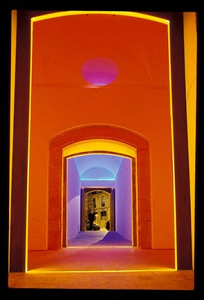 Framed Lit Doorway in the Ciutat Vella Area, Barcelona, Spain Print