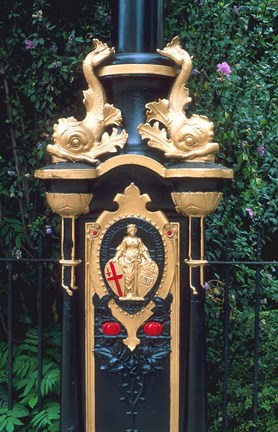 Framed Lamp Post Along the Thames in London, England Print