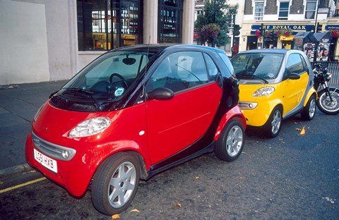 Framed Smart Cars, London, England Print