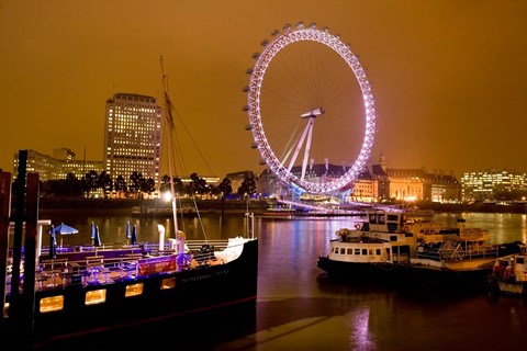 Framed England, London River Thames and London Eye Print