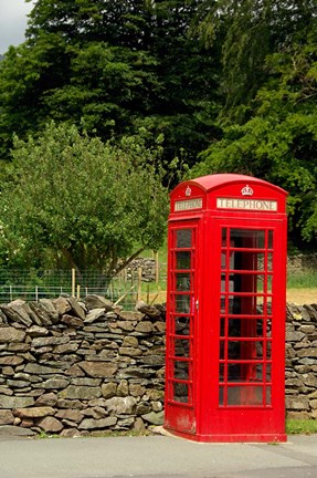 Framed England, Cumbria, Grasmere, Phone Booth Print