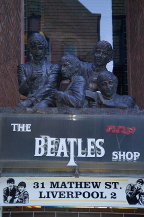 Framed Beatles Shop, Mathew Street, Liverpool, England Print