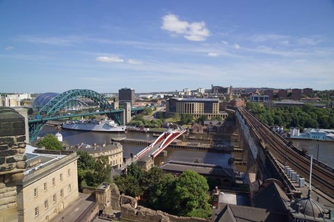 Framed View Over the Tyne Bridges, Newcastle on Tyne, Tyne and Wear, England Print