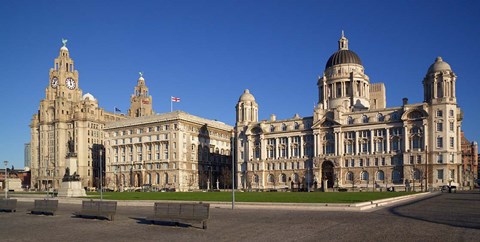 Framed Liver, Cunard, and Port of Liverpool Buildings, Liverpool, Merseyside, England Print