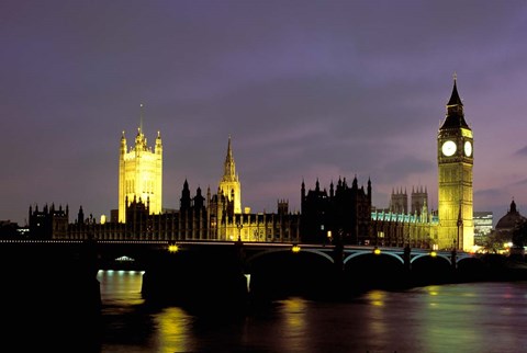 Framed Big Ben and the Houses of Parliament at Night, London, England Print