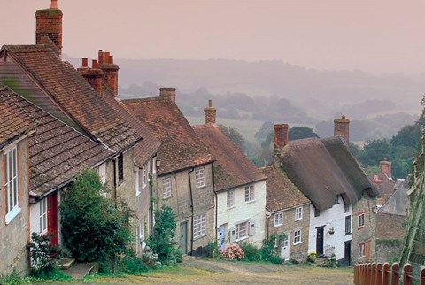 Framed Town Architecture, Shaftesbury, Gold Hill, Dorset, England Print