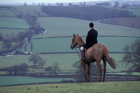 Framed Man on horse, Leicestershire, England Print