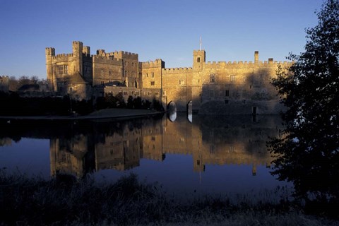 Framed Sunset on Leeds Castle, Leeds, England Print