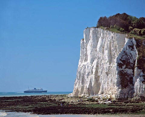 Framed England, County Kent, White Cliffs of Dover, Ship Print