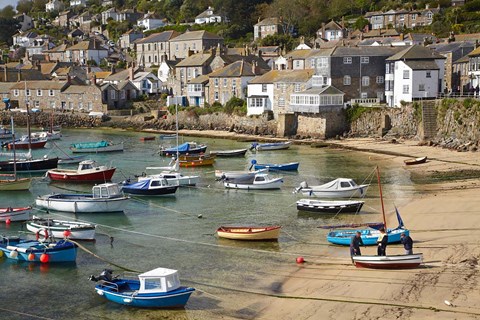 Framed Boats in Mousehole Harbour, near Penzance, Cornwall, England Print