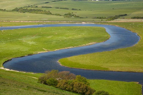 Framed River Cuckmere, near Seaford, East Sussex, England Print