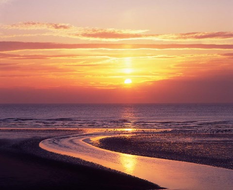 Framed Sunset, Blackpool, Lancashire, England Print