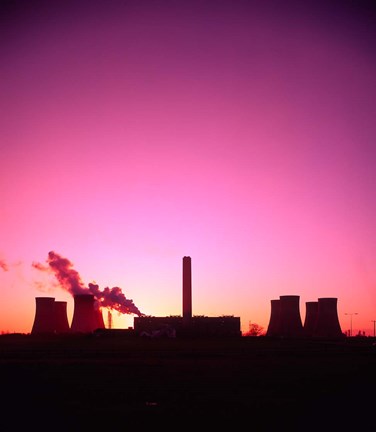 Framed Coal Fired Power Station, Warrington, Cheshire, England Print