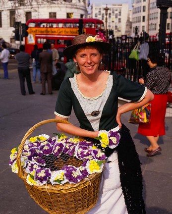 Framed Flower Vendor, London, England Print