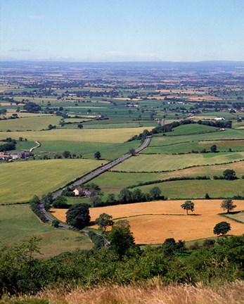 Framed Farmland from Sutton Bank, North Yorkshire, England Print